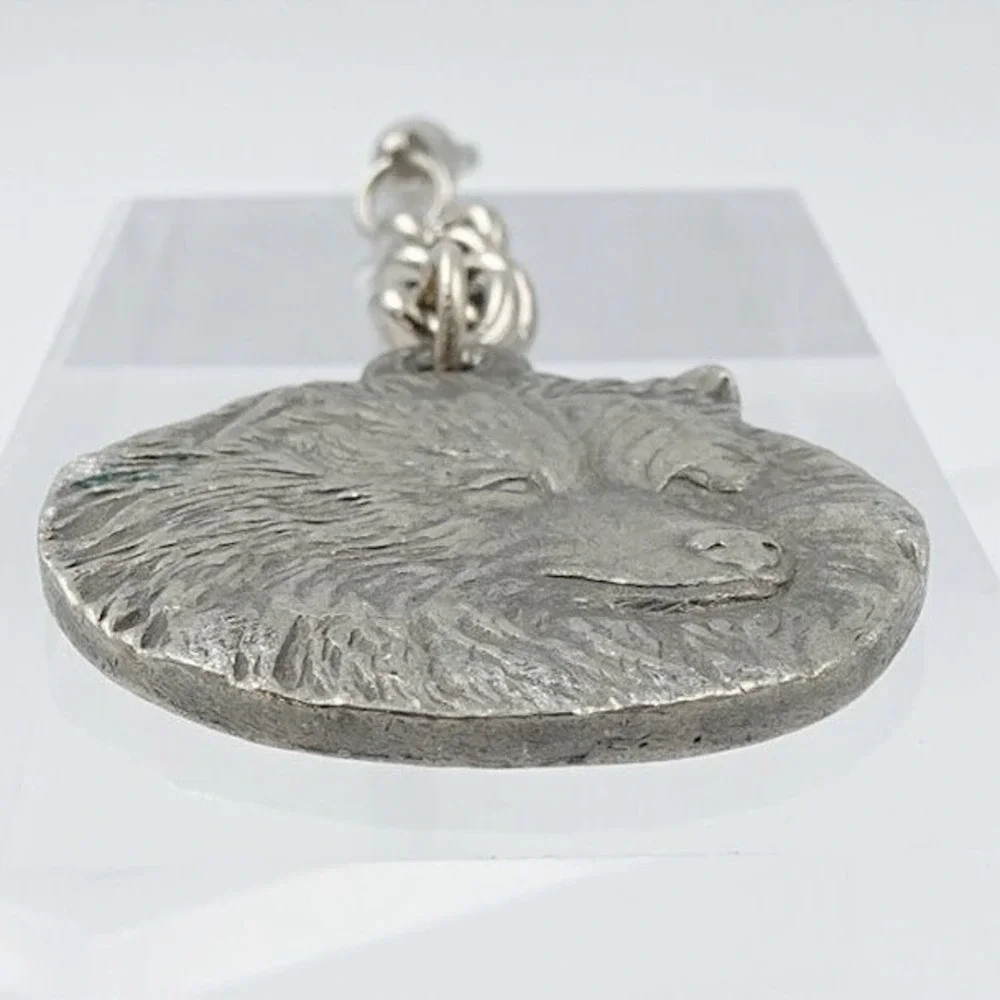 Vintage 1983 Rawcliffe Pewter I Love My Keeshond Dog Keychain Pet Lover